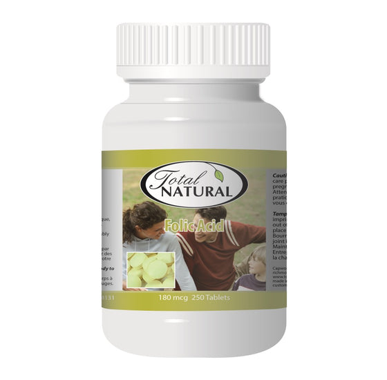 Total Natural Folic Acid 180mcg 250 Tablets - Total Natural Ginkgo Biloba Supplement - Enhancing Health Naturally