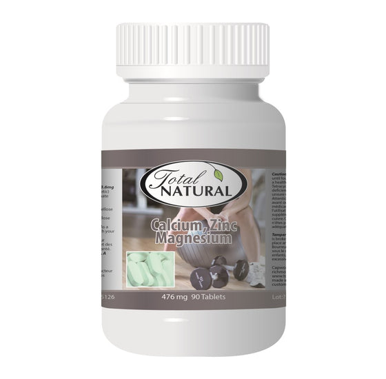 Total Natural Calcium Zinc Magnesium 476mg 90t - Essential Mineral Supplement
