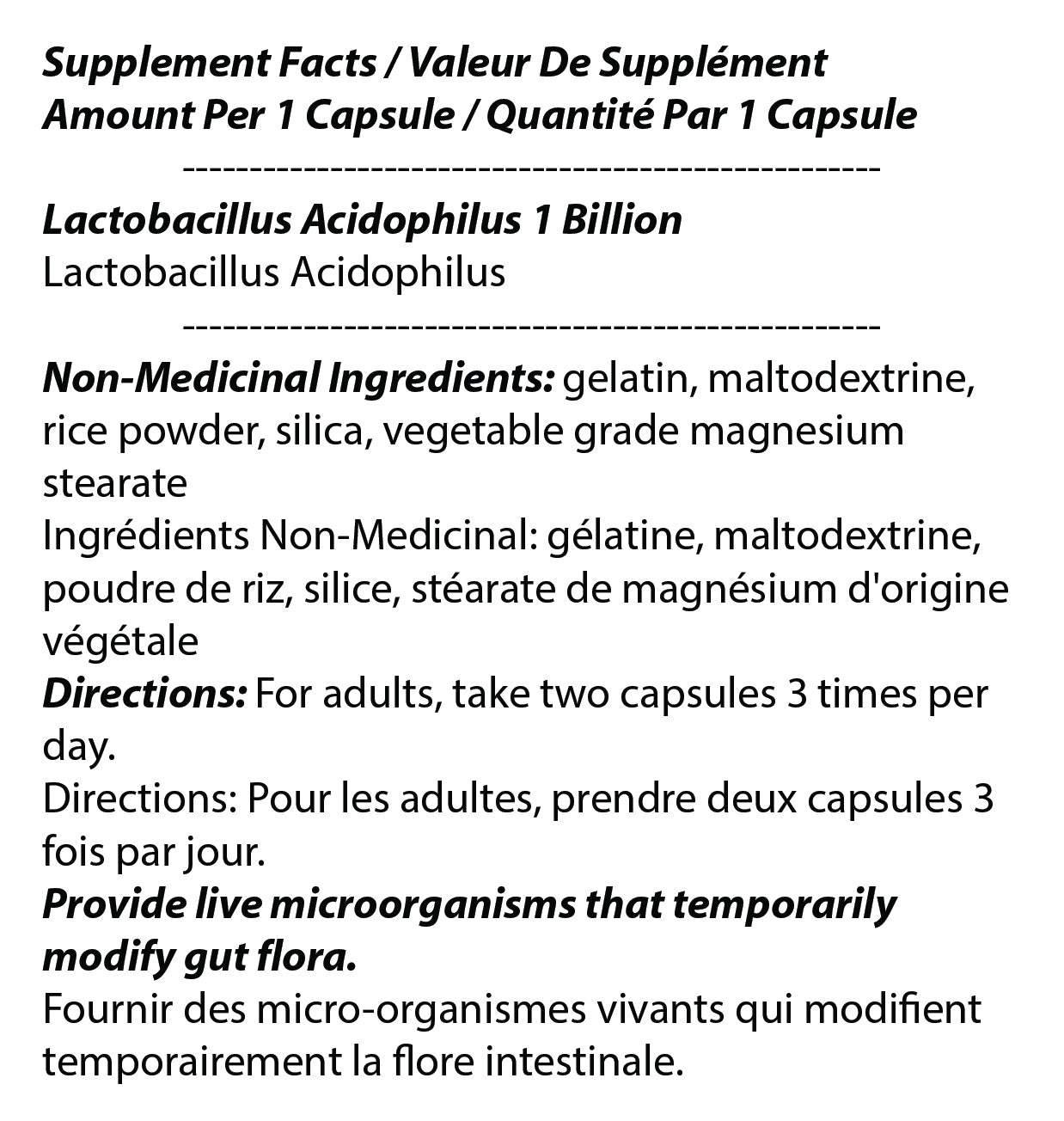 Lactobacillus - 90 Capsules 1 Billion Liver Cells