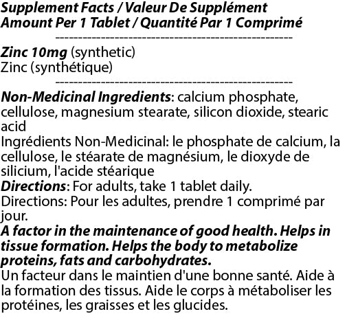 Zinc 10mg 100t