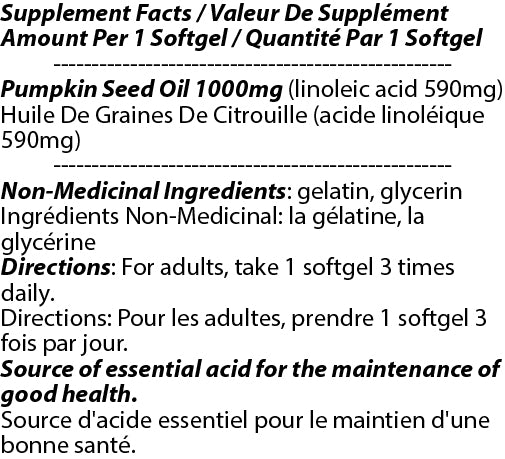 Pumpkin Seed Oil 1000mg 180s