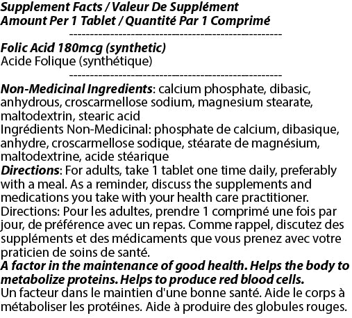 Total Natural Folic Acid 180mcg 250 Tablets - Total Natural Ginkgo Biloba Supplement - Enhancing Health Naturally