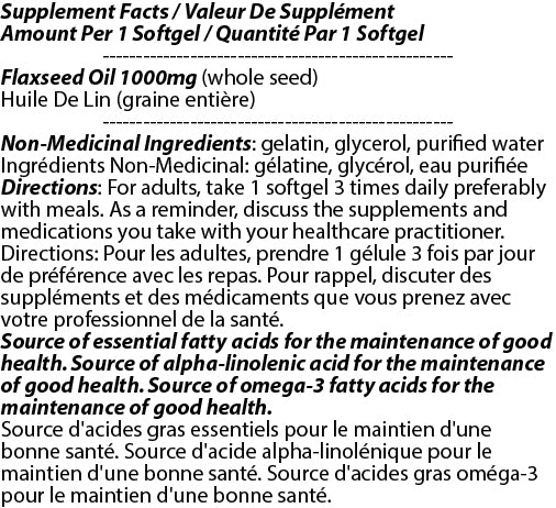 Total Natural Flaxseed Oil 1000mg 180 Softgels