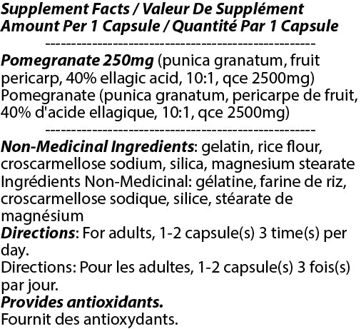 Pomegranate Extract 250mg 90c