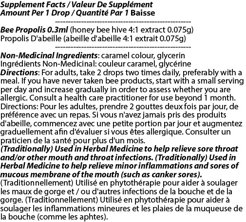 Vancouver's Bee Propolis 25% Acl. Free - Soothe Sore Throat and Reduce Inflammation