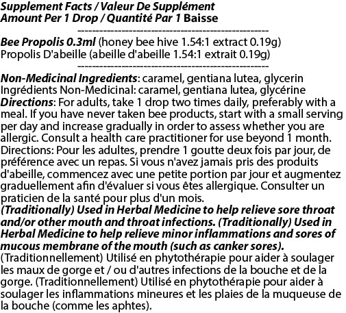 Vancouver's Bee Propolis 65% Acl. Free - Soothe Sore Throat and Reduce Inflammation
