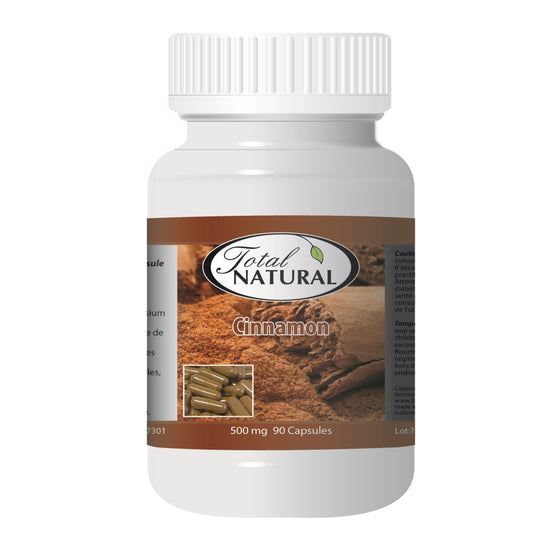 Cinnamon Supplement Bottle with Capsules | Total Natural