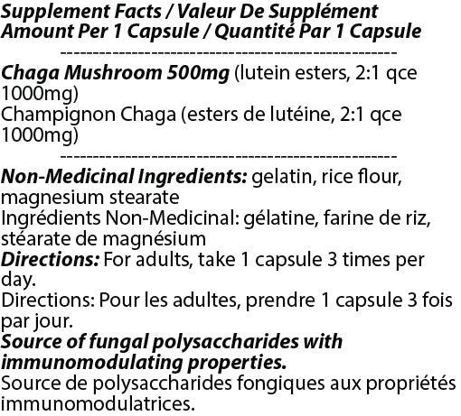 Chaga Mushroom 500mg 90c