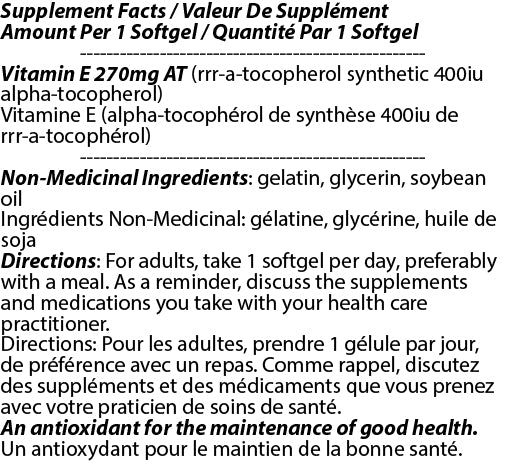 Vitamine E 400 UI 180 s