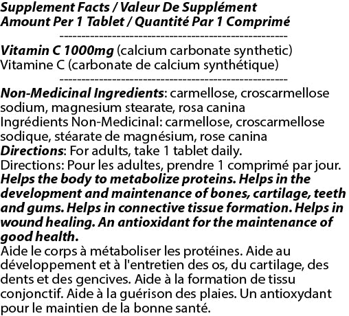 Natural Vitamin C With Rose Hips 1000mg 60t