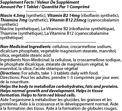 B-Complex 25mg with Vitamin C for Optimal Carbohydrate Metabolism